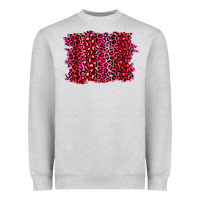 Heather Grey pink leopard background Heavyweight Sweatshirt - RanaPortraitStore