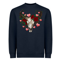 Navy valentines bull skull Heavyweight Sweatshirt - RanaPortraitStore