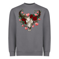 Valentines Bull Skull Heavyweight Sweatshirt | Teevron