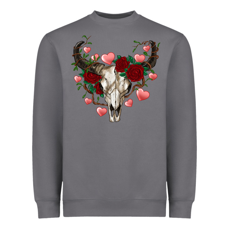 Valentines Bull Skull Heavyweight Sweatshirt by RanaPortraitStore | Teevron