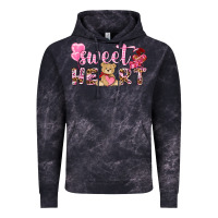 Cloud Black sweetheart with bear Vintage Hoodie - NancyCooperArtShop