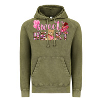 Vintage Olive sweetheart with bear Vintage Hoodie - NancyCooperArtShop