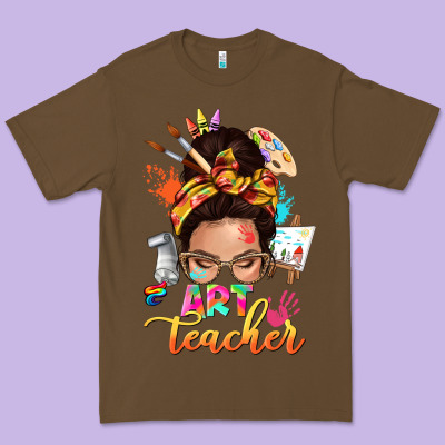 Art Teacher Messy Bun Premium Tee Designed By Nancycooperartshop