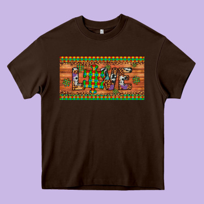 Love Autism Awareness License Plate Heavy Core Tee Designed By Artiststas