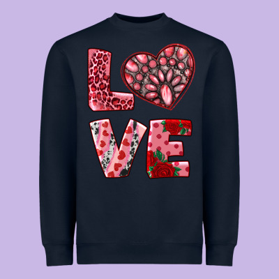 Love With Pink Gemstone Heavyweight Sweatshirt Designed By Ranaportraitstore