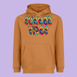 Summer Vibes Tie Dye Doodle Heavyweight Hoodie Designed By Cowcowdesign