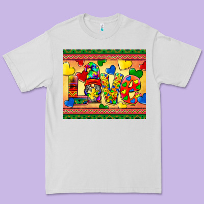 Love Autism Awareness Premium Tee Designed By Barkaloodesign