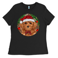 Black Christmas Toy Poodle Ladies Tee - RanaPortraitStore