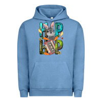Pigment Pebble Blue Western hip hop Bunny Easter Day Urban Hoodie - LillyAllenDesigns
