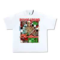 White Rockin' around the Christmas tree skeleton Urban Heavy Tee - NancyCooperArtShop