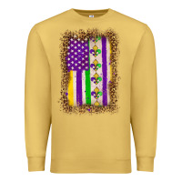 Antique Gold mardi gras usa flag leopard Premium Sweatshirt - OliviaCreatesArt