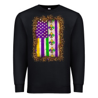 Black mardi gras usa flag leopard Premium Sweatshirt - OliviaCreatesArt