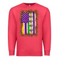 Cardinal mardi gras usa flag leopard Premium Sweatshirt - OliviaCreatesArt