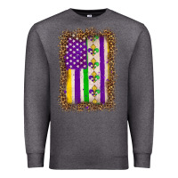 Charcoal Heather mardi gras usa flag leopard Premium Sweatshirt - OliviaCreatesArt