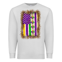 Dove Grey mardi gras usa flag leopard Premium Sweatshirt - OliviaCreatesArt