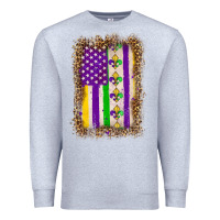 Heather Grey mardi gras usa flag leopard Premium Sweatshirt - OliviaCreatesArt