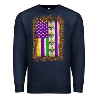 Navy mardi gras usa flag leopard Premium Sweatshirt - OliviaCreatesArt