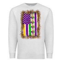 Oatmeal Heather mardi gras usa flag leopard Premium Sweatshirt - OliviaCreatesArt
