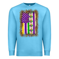 Ocean Blue mardi gras usa flag leopard Premium Sweatshirt - OliviaCreatesArt