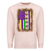 Pale Pink mardi gras usa flag leopard Premium Sweatshirt - OliviaCreatesArt