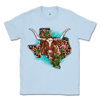 Dusty Blue texas longhorn texas map Classic Tee - JahusDesignShop