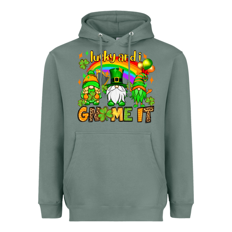 St. Patrick's Lucky And I Gnome It Heavyweight Hoodie by OliviaCreatesArt | Teevron