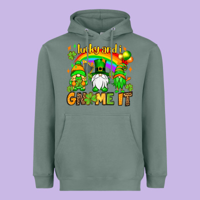 St. Patrick's Lucky And I Gnome It Heavyweight Hoodie Designed By Oliviacreatesart