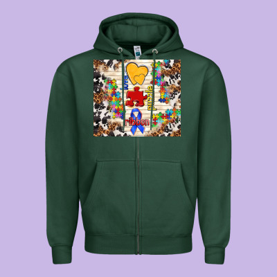 Love Puzzle Ribbon Zipper Hoodie Designed By Tumblerdesignbyshophia