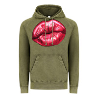 Vintage Olive lips mark Vintage Hoodie - NancyCooperArtShop