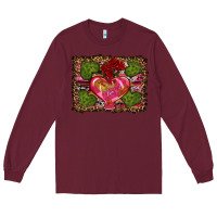Burgundy Western Background Valentine's Day Long Sleeve Tee - RanaPortraitStore
