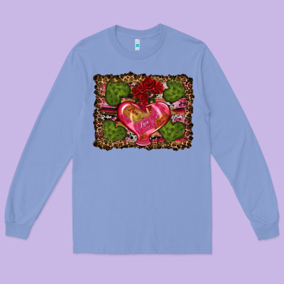 Western Background Valentine's Day Long Sleeve Tee Designed By Ranaportraitstore