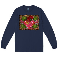 Navy Western Background Valentine's Day Long Sleeve Tee - RanaPortraitStore