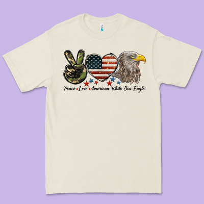 Peace Love American White Sea Eagle Premium Tee Designed By Lillyallendesigns