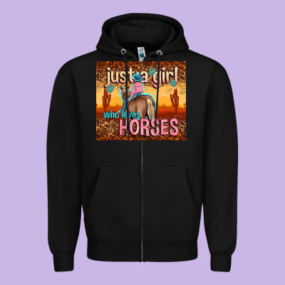 Just A Girl Who Loves Horses Zipper Hoodie Designed By Tumblerdesignbyshophia