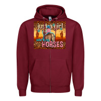 Burgundy just a girl who loves horses Zipper Hoodie - TumblerDesignByShophia