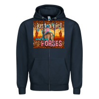 Navy just a girl who loves horses Zipper Hoodie - TumblerDesignByShophia