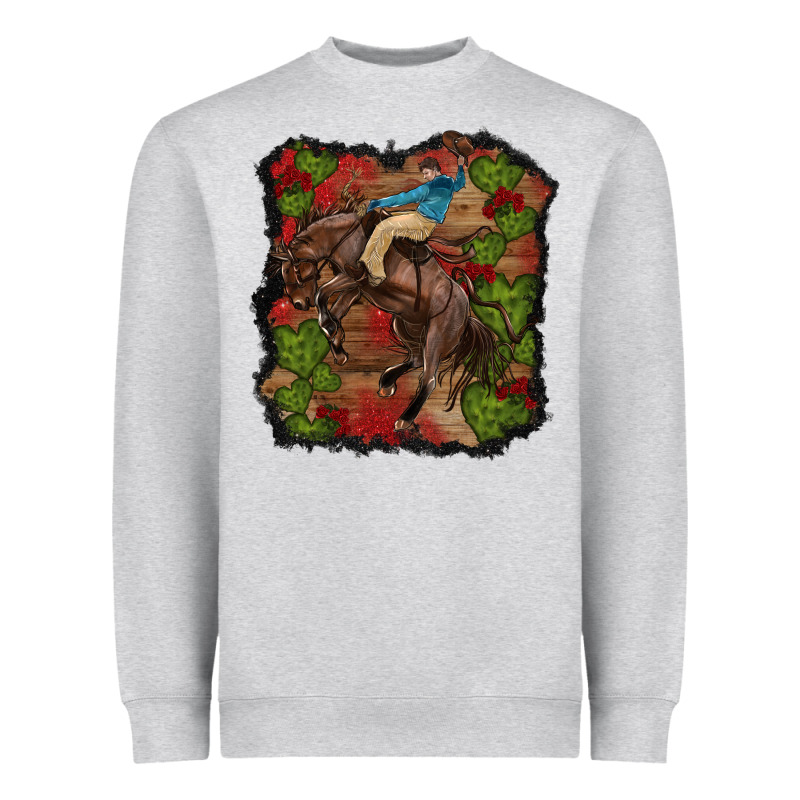 Valentines Day Cowboy Cactus Rose Heavyweight Sweatshirt by RanaPortraitStore | Teevron