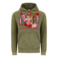 Vintage Olive with god all things are possible Vintage Hoodie - NancyCooperArtShop