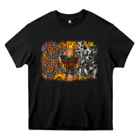 Black saddle sunflower horseshoe cowhide leopard background Heavy Core Tee - Artiststas