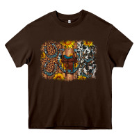 Chocolate Brown saddle sunflower horseshoe cowhide leopard background Heavy Core Tee - Artiststas