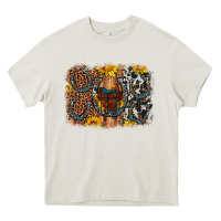 Cream saddle sunflower horseshoe cowhide leopard background Heavy Core Tee - Artiststas
