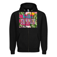 Black hello summer with cowhide Zipper Hoodie - TumblerDesignByShophia
