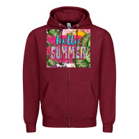Burgundy hello summer with cowhide Zipper Hoodie - TumblerDesignByShophia