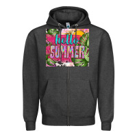 Charcoal Heather hello summer with cowhide Zipper Hoodie - TumblerDesignByShophia