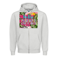 Dove Grey hello summer with cowhide Zipper Hoodie - TumblerDesignByShophia