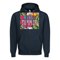Navy hello summer with cowhide Zipper Hoodie - TumblerDesignByShophia