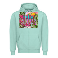 Seafoam hello summer with cowhide Zipper Hoodie - TumblerDesignByShophia