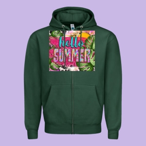 Hello Summer With Cowhide Zipper Hoodie Designed By Tumblerdesignbyshophia