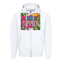 White hello summer with cowhide Zipper Hoodie - TumblerDesignByShophia