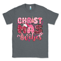 Charcoal Heather christmas vibes pink Classic Tee - MaliasSmallBusiness
